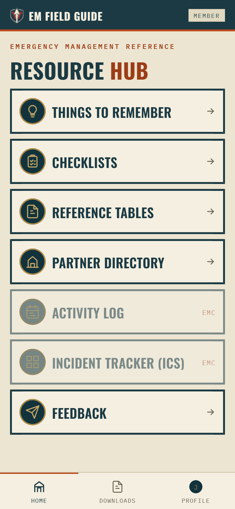 The Resource Hub screen in the Field Companion app